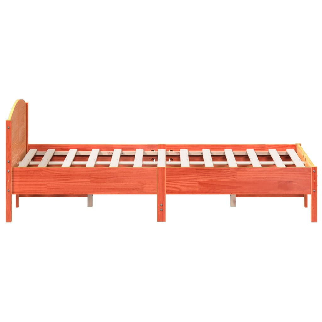 vidaXL Cama sin colchón madera maciza de pino marrón cera 140x200 cm