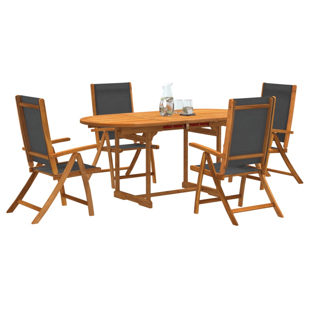 vidaXL Juego comedor de jardín 5 pzas madera maciza acacia y textileno