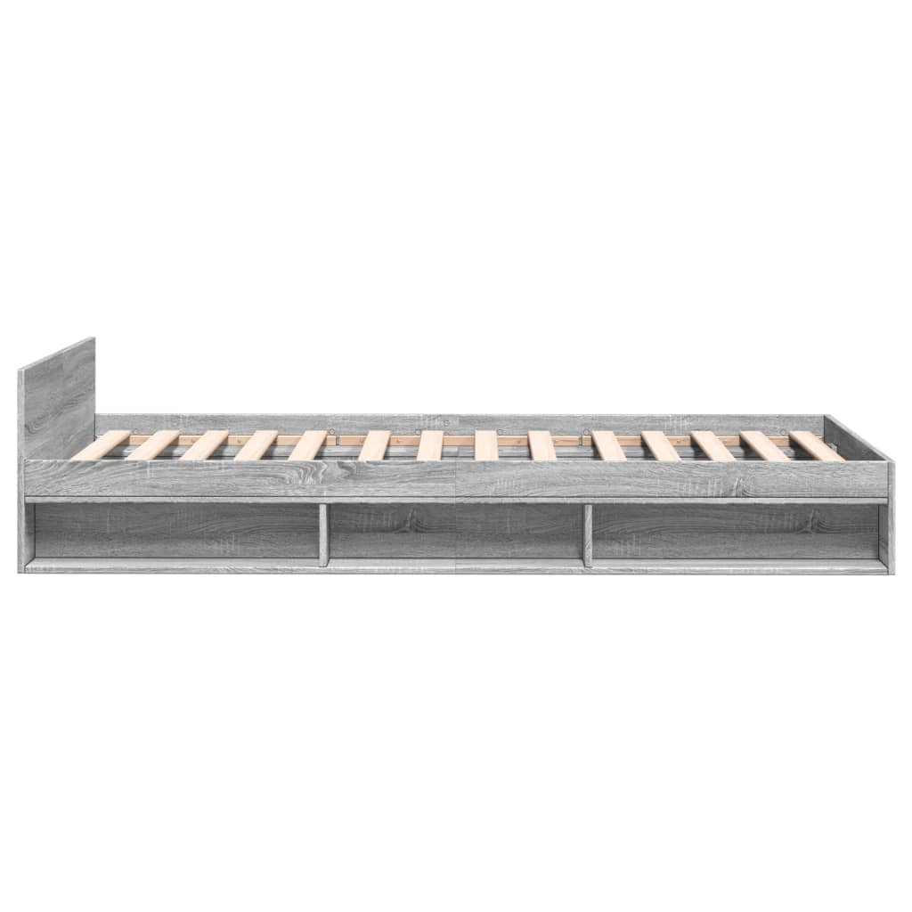 vidaXL Cama con cajón madera ingeniería gris Sonoma 100x200 cm