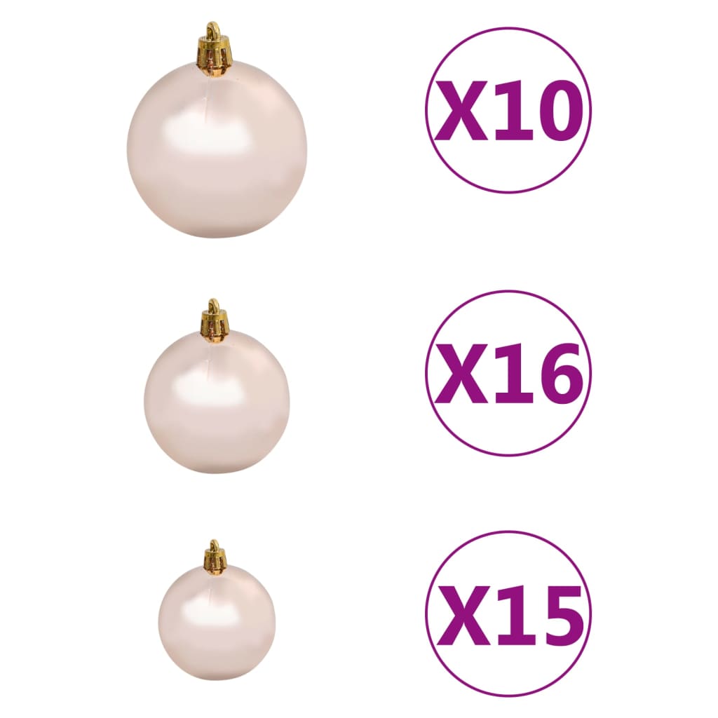 vidaXL Árbol de Navidad preiluminado con luces y bolas rosa 210 cm