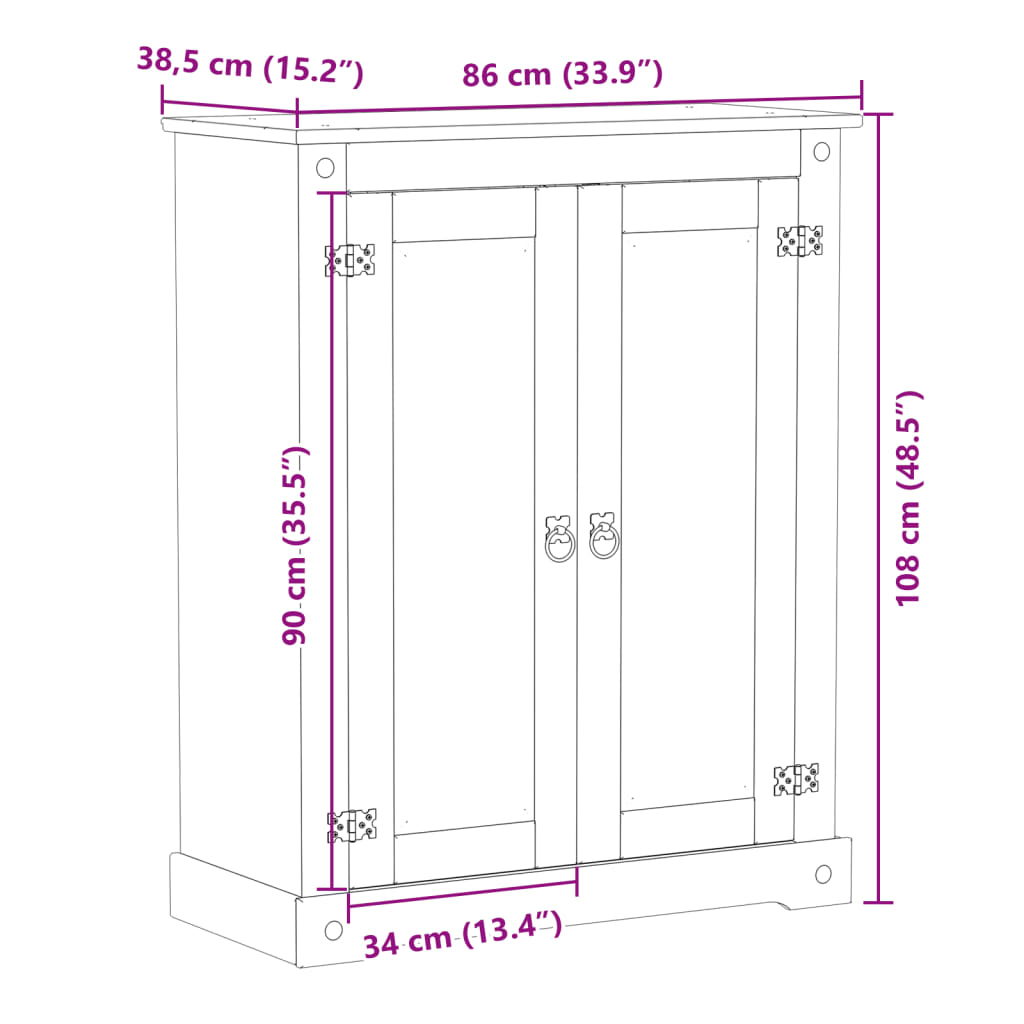 vidaXL Mueble zapatero Corona madera maciza de pino 86x38,5x108 cm