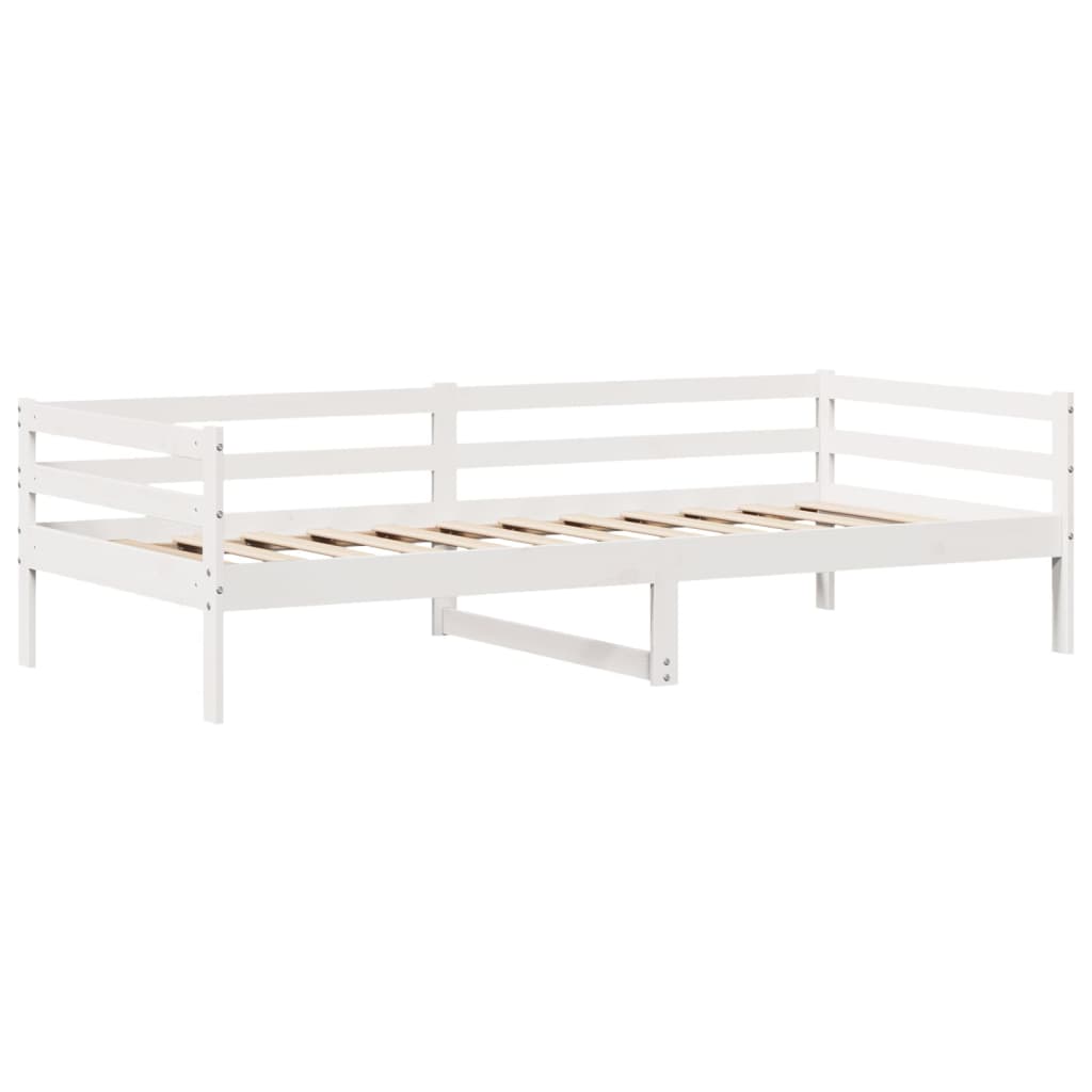 vidaXL Sofá cama con cajones madera maciza de pino blanco 90x200 cm