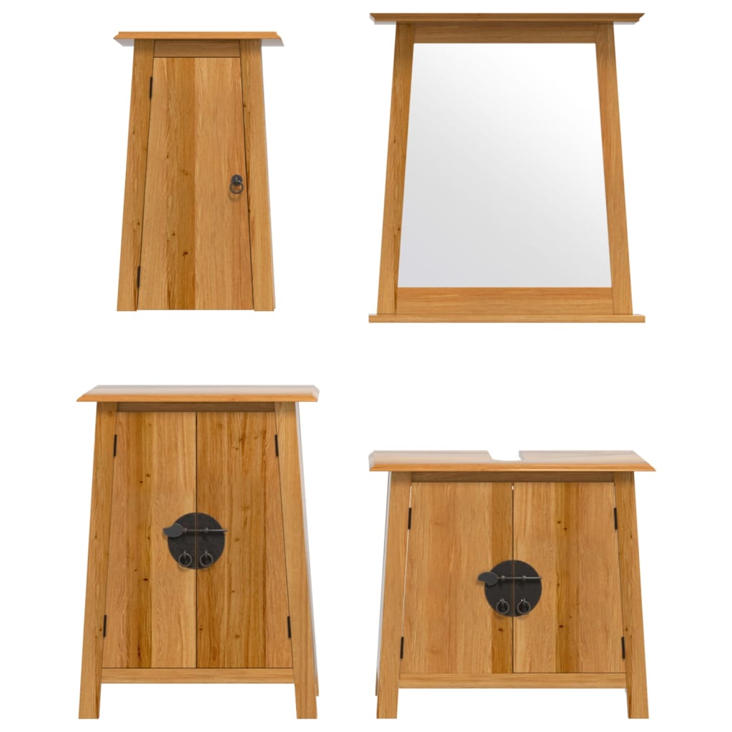 vidaXL Conjunto de muebles de baño 4 piezas madera maciza de pino