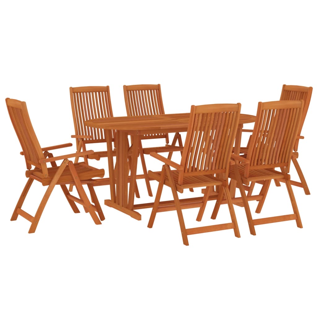 vidaXL Juego de comedor para jardín 7 pzas madera maciza de eucalipto