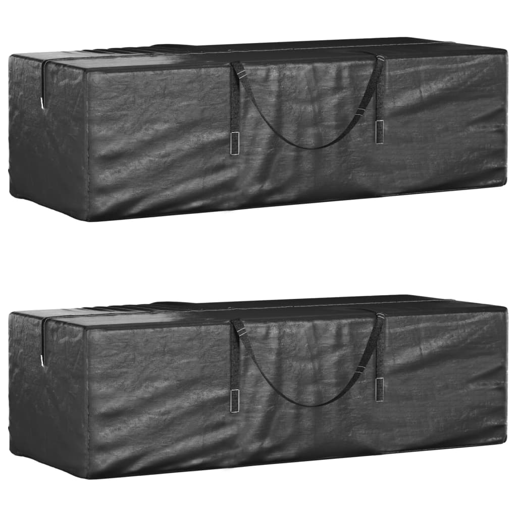 vidaXL Bolsas para cojines jardín 2 uds polietileno negro 135x40x55 cm