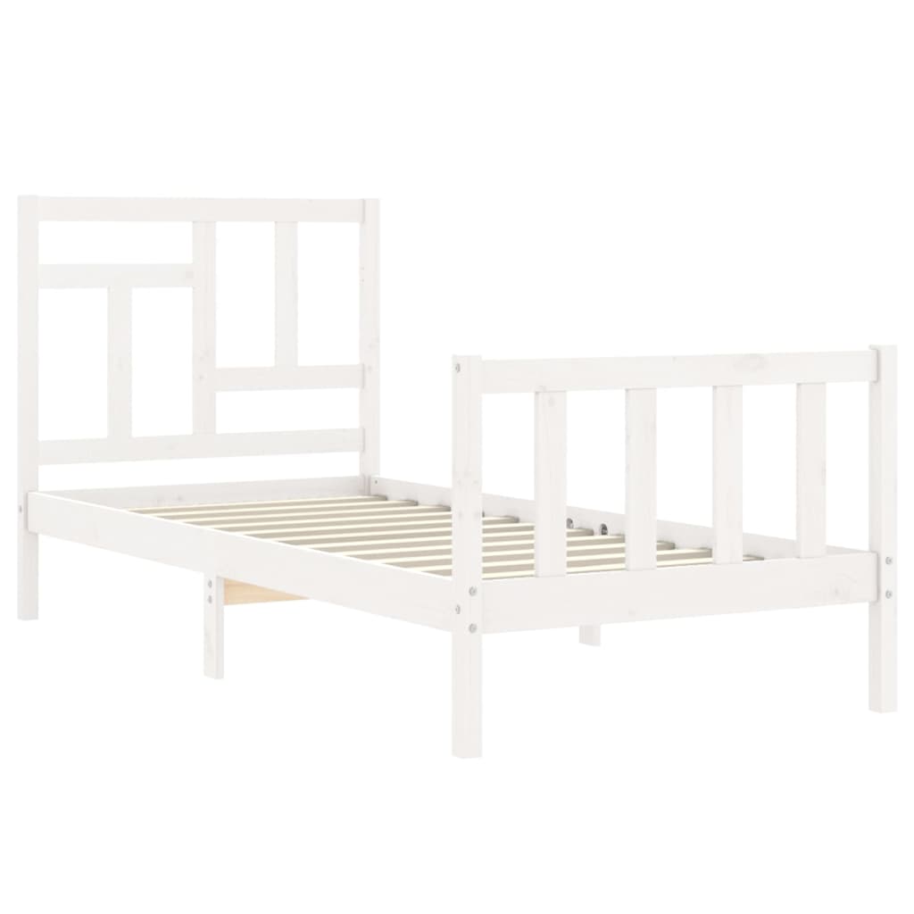 vidaXL Estructura de cama con cabecero madera maciza blanco 90x200 cm