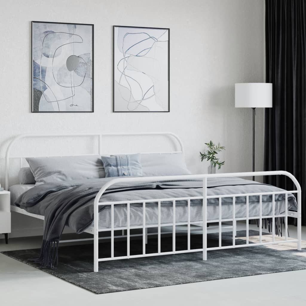 vidaXL Estructura cama sin colchón con estribo metal blanco 193x203 cm