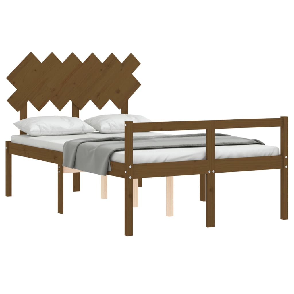 vidaXL Cama para personas mayores cabecero madera maciza marrón miel