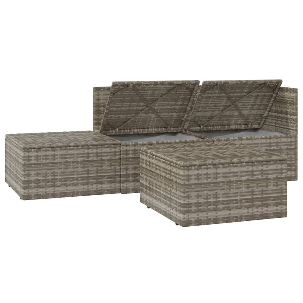 vidaXL Set de muebles de jardín 4 pzas y cojines ratán sintético gris