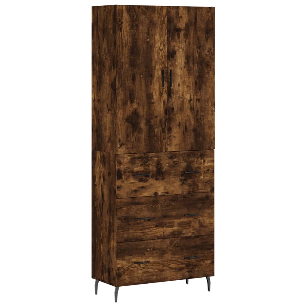 vidaXL Aparador alto madera contrachapada roble ahumado 69,5x34x180 cm