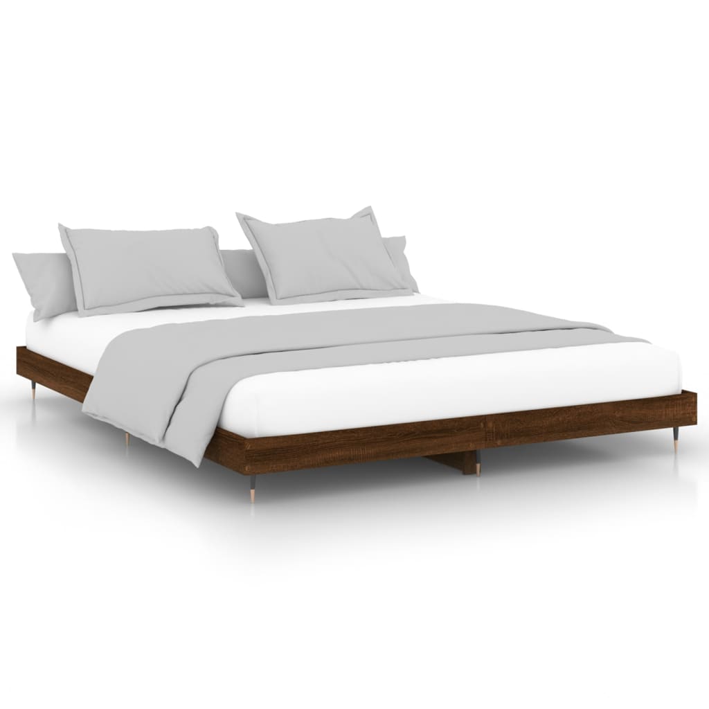 vidaXL Estructura de cama madera de ingeniería marrón roble 180x200 cm