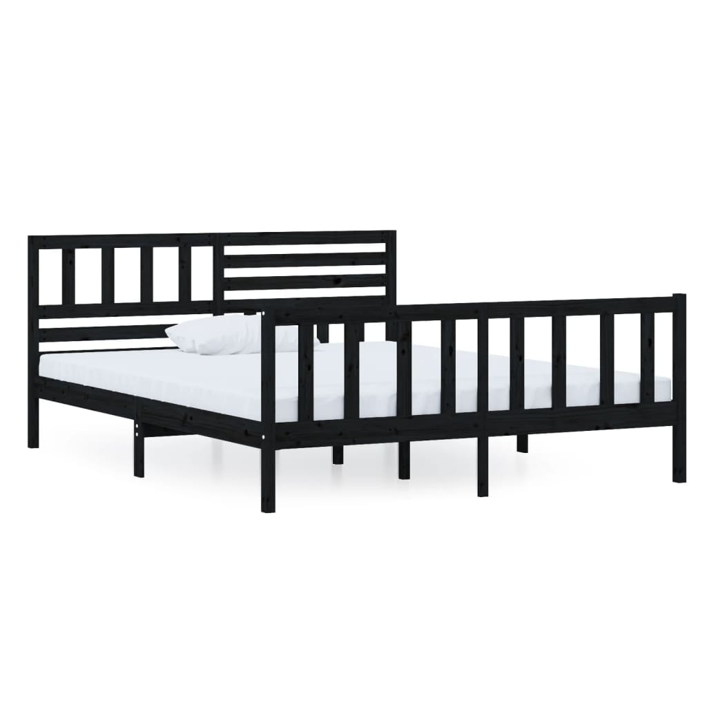 vidaXL Estructura de cama de madera maciza negra 120x200 cm