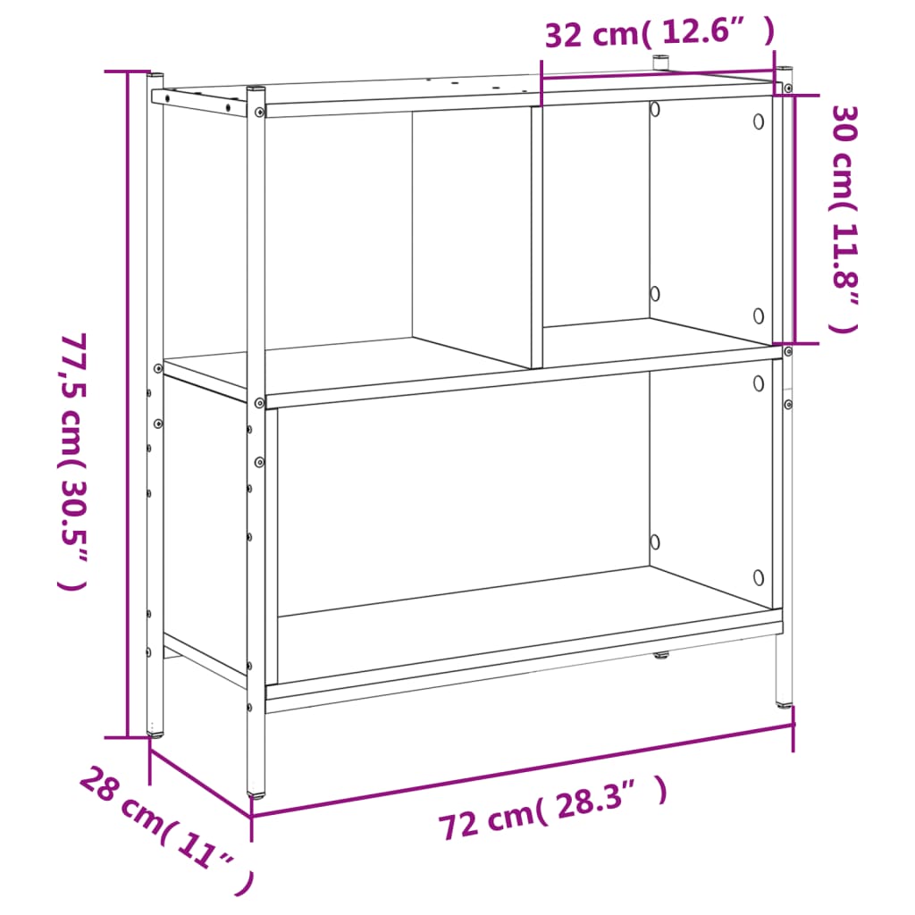 vidaXL Estantería madera de ingeniería negro 72x28x77,5 cm