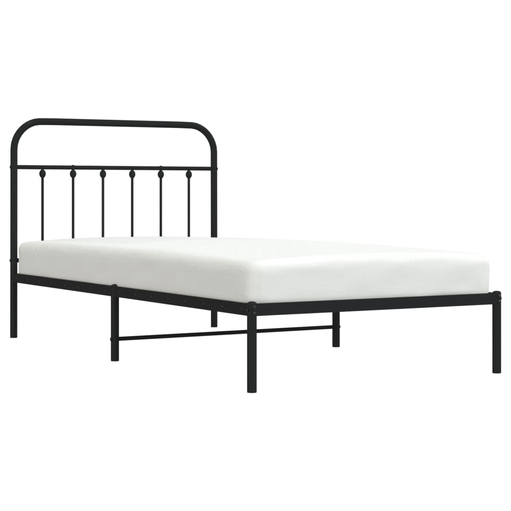 vidaXL Estructura cama sin colchón con cabecero metal negro 100x200 cm