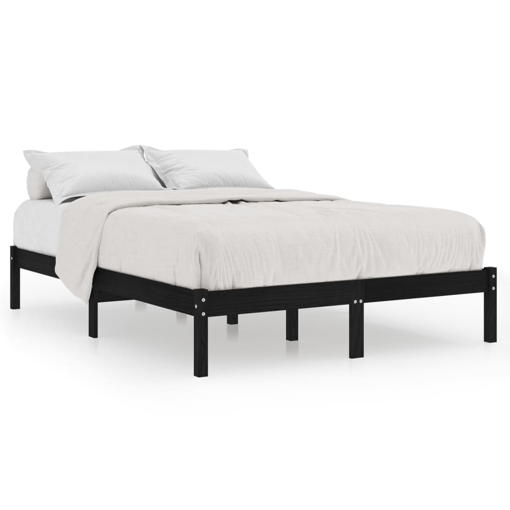 vidaXL Estructura de cama de madera maciza de pino negro 160x200 cm