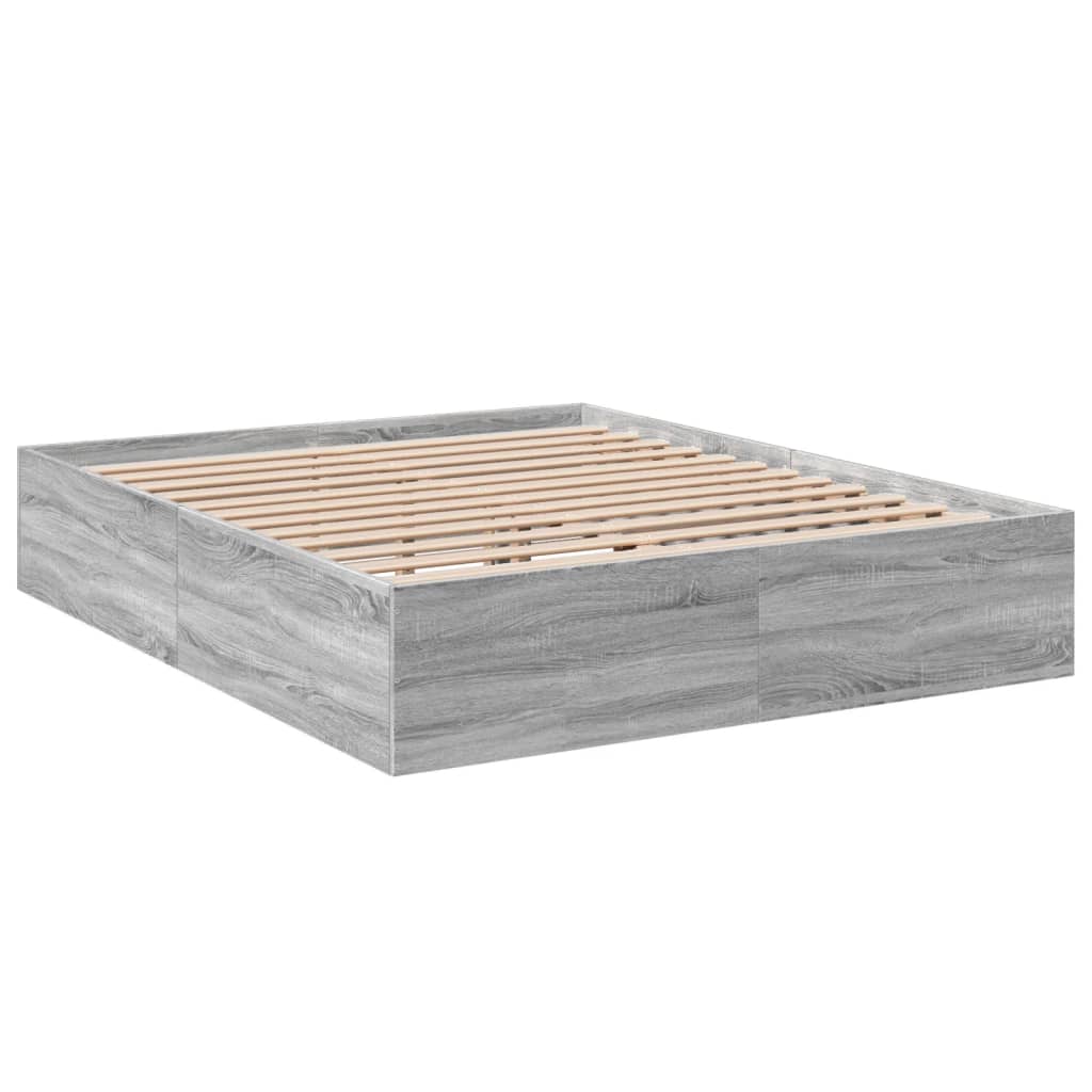 vidaXL Estructura de cama madera de ingeniería gris Sonoma 160x200 cm