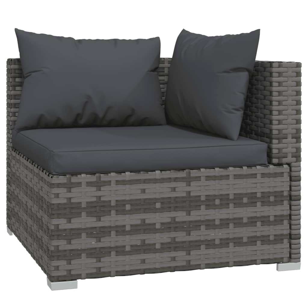 vidaXL Set de muebles de jardín 13 pzas y cojines ratán sintético gris