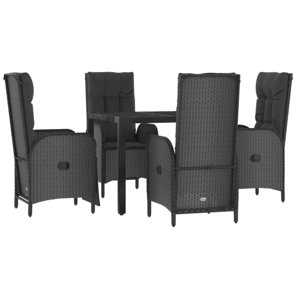 vidaXL Set de muebles jardín 5 pzas con cojines ratán sintético negro