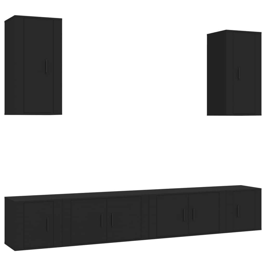 vidaXL Set de muebles para TV 6 piezas madera contrachapada negro