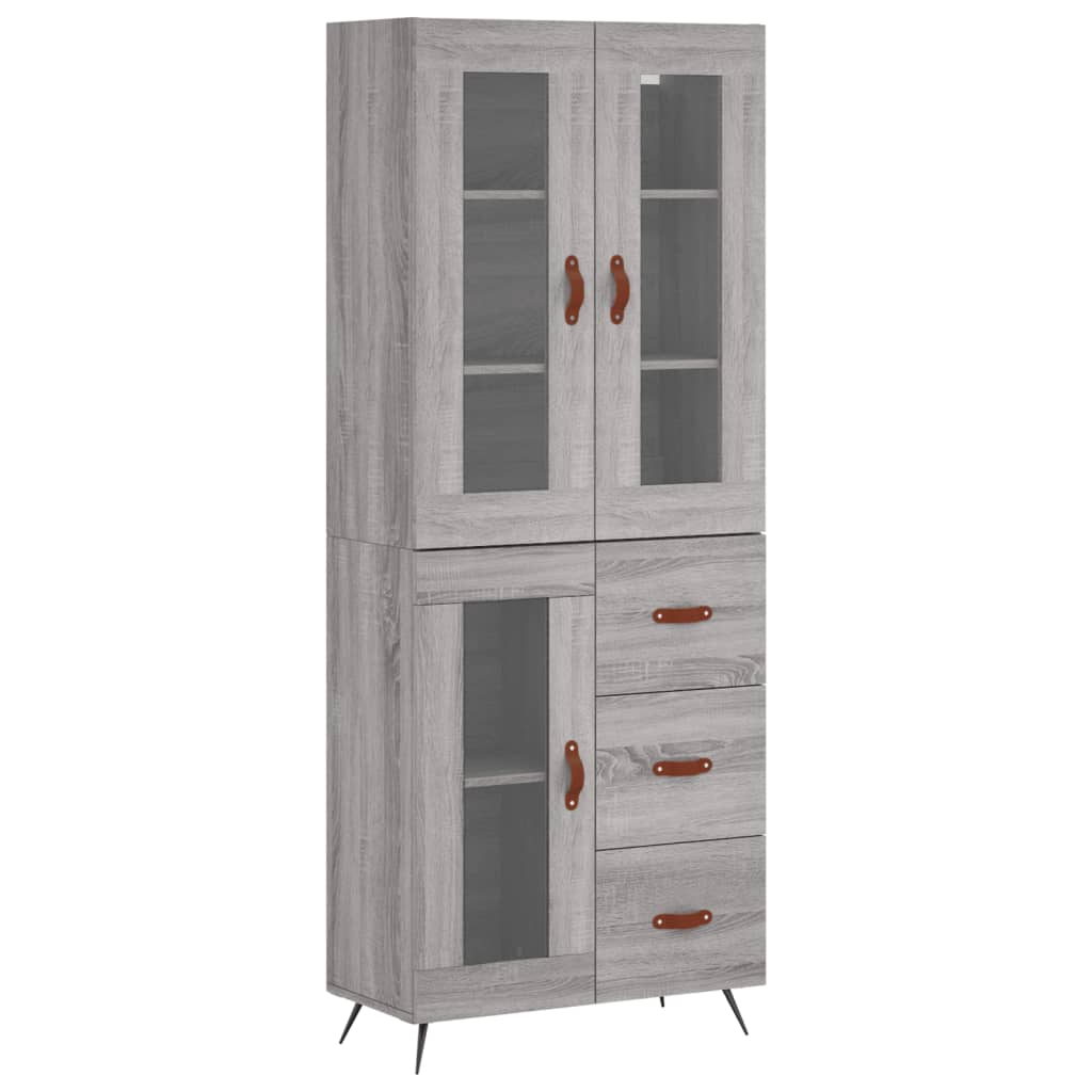 vidaXL Aparador alto madera contrachapada gris sonoma 69,5x34x180 cm