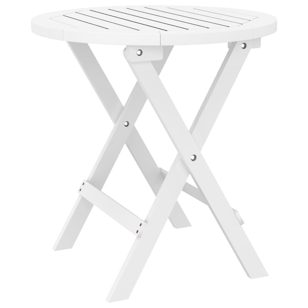 vidaXL Mesa de jardín plegable madera maciza de acacia blanco Ø 46 cm