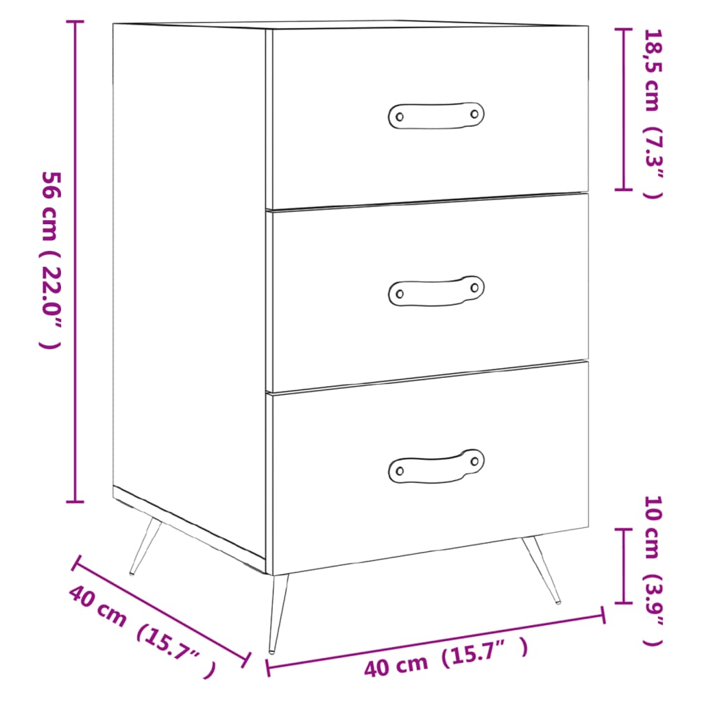 vidaXL Mesita de noche madera de ingeniería roble Sonoma 40x40x66 cm