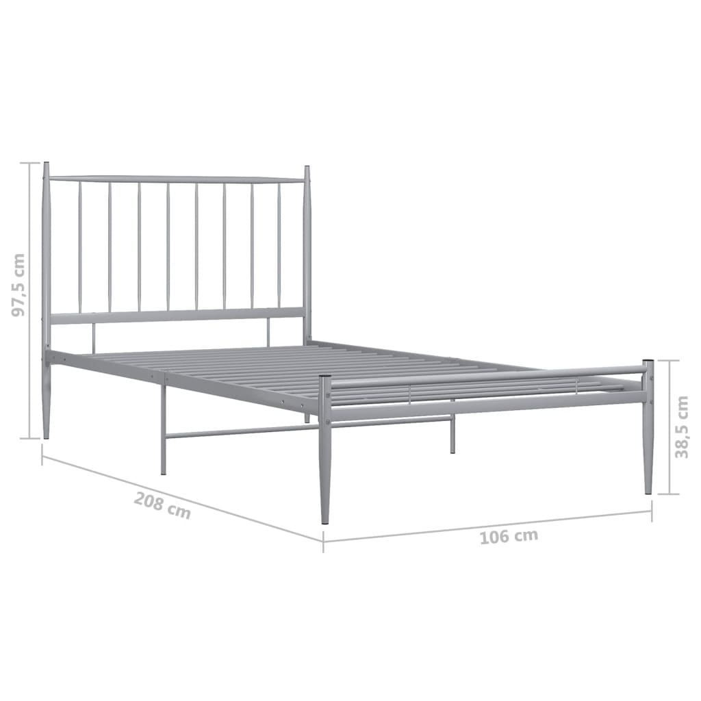 vidaXL Estructura de cama sin colchón metal gris 100x200 cm