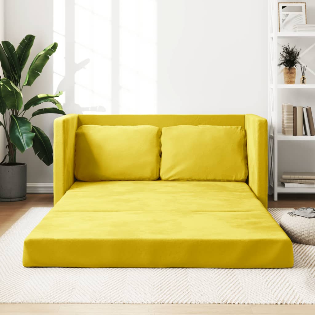 vidaXL Sofá cama suelo 2 en 1 terciopelo amarillo oscuro 122x204x55 cm