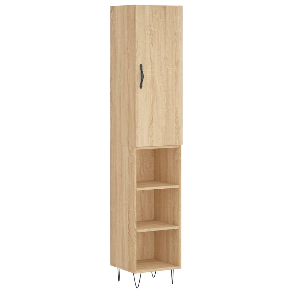 vidaXL Aparador de madera contrachapada roble Sonoma 34,5x34x180 cm