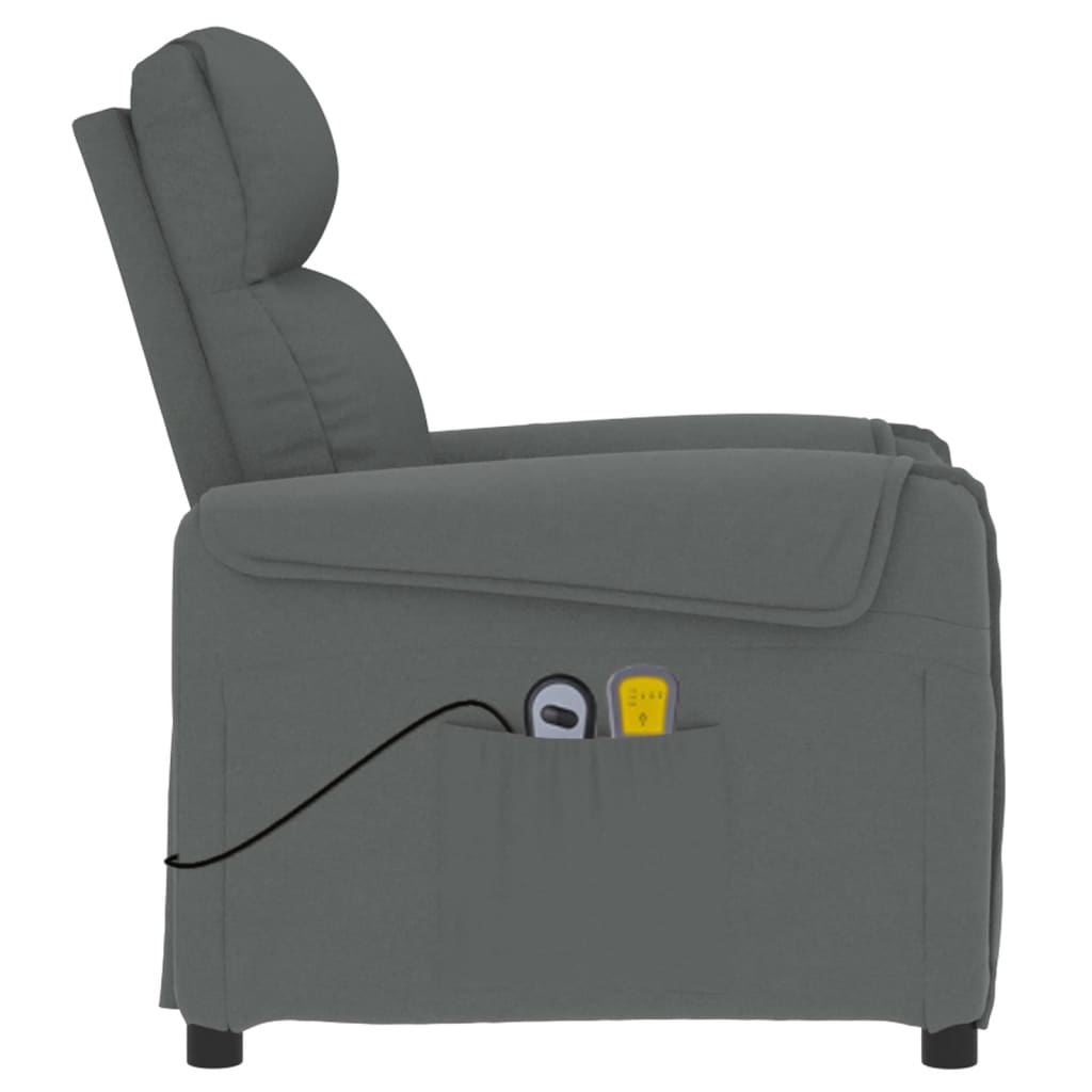 vidaXL Sillón de masaje elevable tela gris oscuro