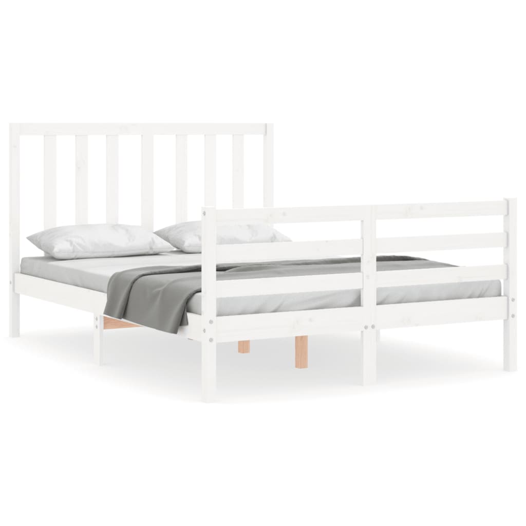 vidaXL Estructura de cama con cabecero madera maciza blanco 140x200 cm