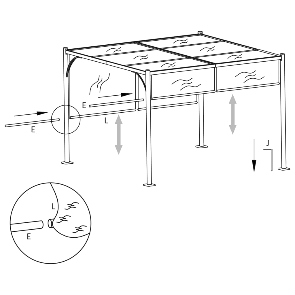 vidaXL Pérgola con tejado ajustable acero color blanco crema 3x3 m