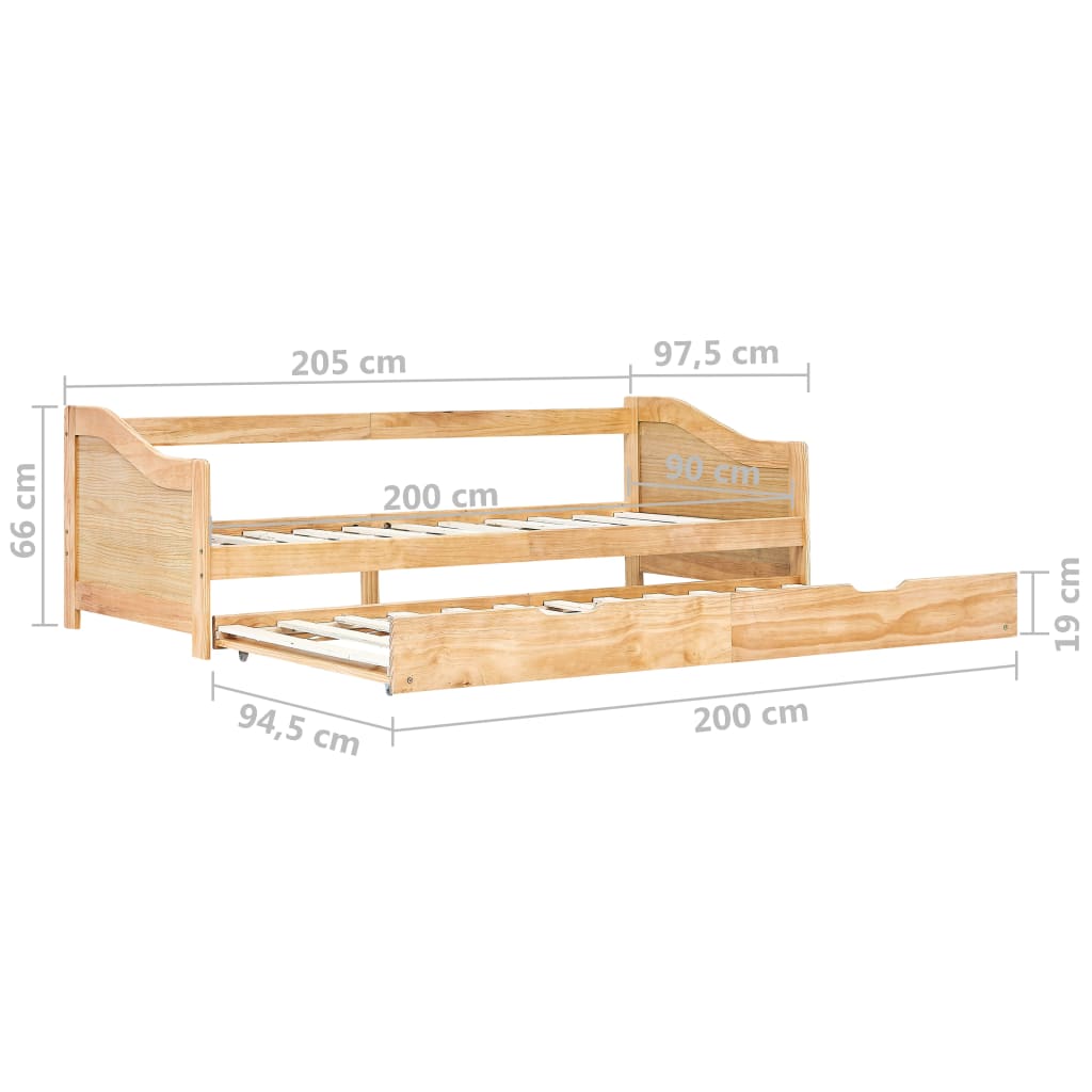 vidaXL Estructura sofá cama extraíble sin colchón madera pino 90x200cm