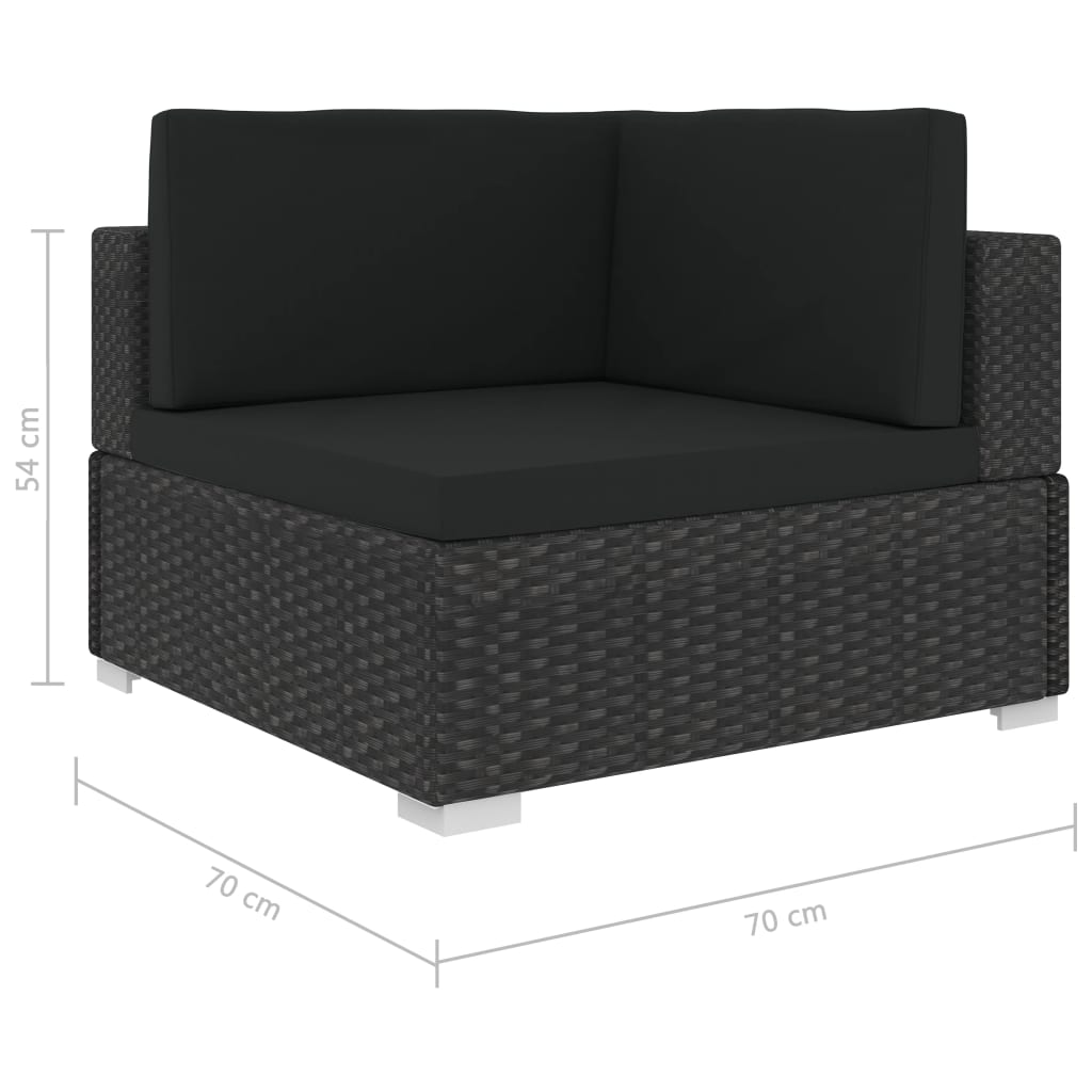 vidaXL Set muebles de jardín 6 piezas y cojines ratán sintético negro