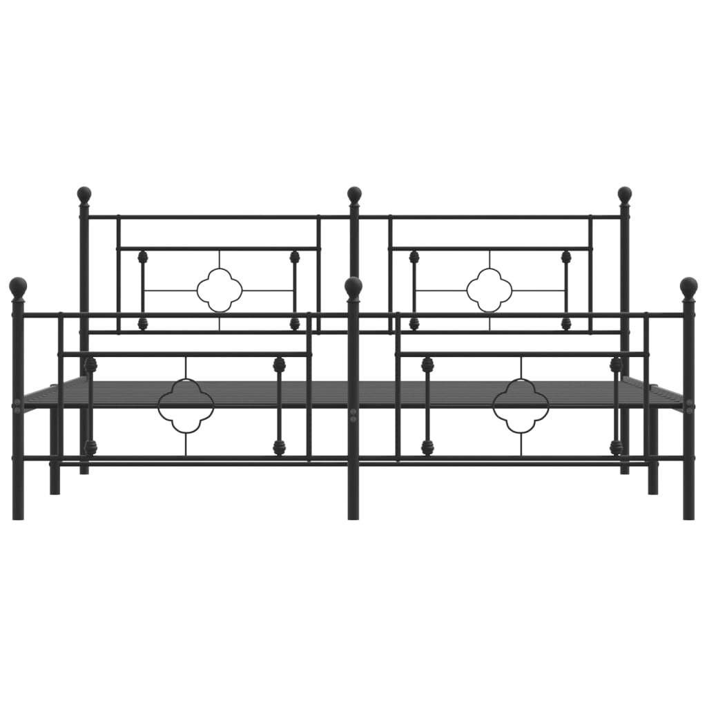 vidaXL Estructura cama sin colchón con estribo metal negro 183x213 cm