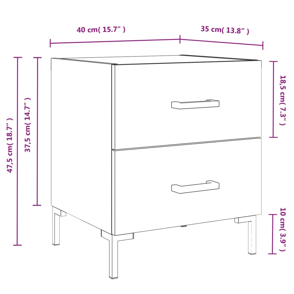 vidaXL Mesita de noche madera de ingeniería gris Sonoma 40x35x47,5 cm