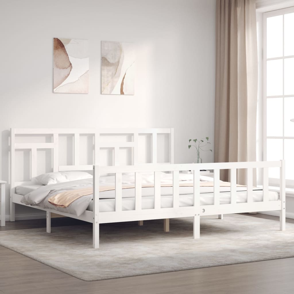 vidaXL Estructura de cama con cabecero madera maciza blanco 200x200 cm