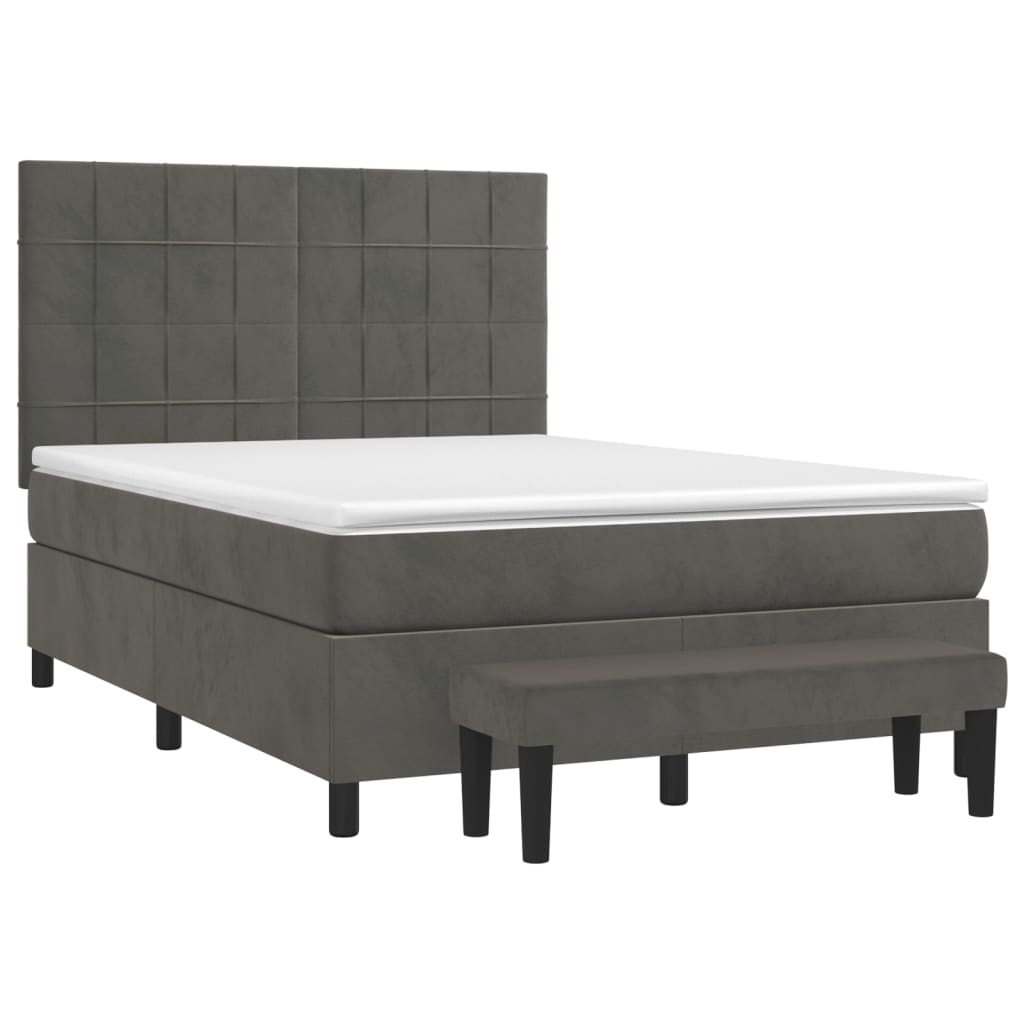 vidaXL Cama box spring con colchón terciopelo gris oscuro 140x200 cm