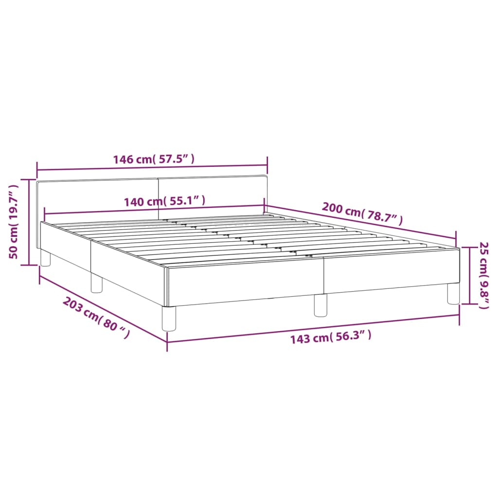 vidaXL Cama sin colchón tela marrón oscuro 140x200 cm