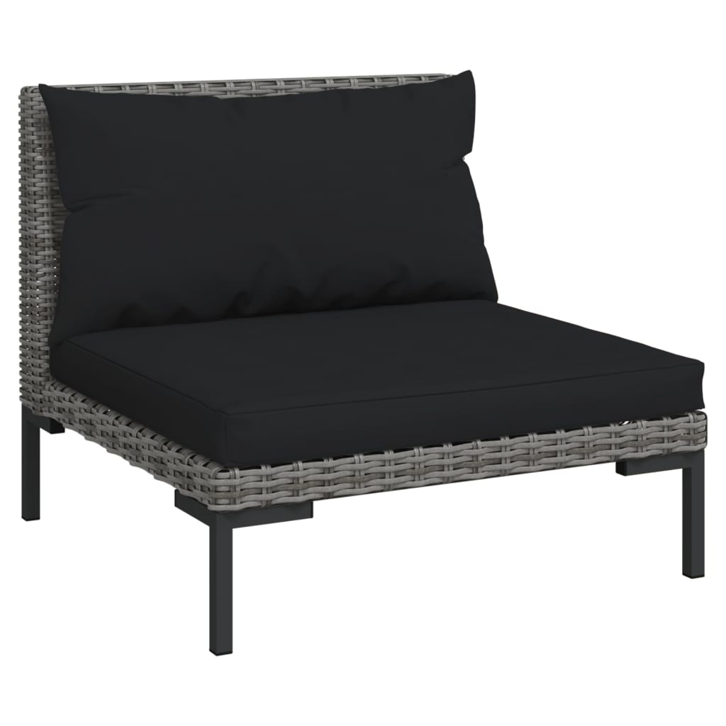 vidaXL Muebles jardín 3 pzas ratán sintético semicircular gris oscuro