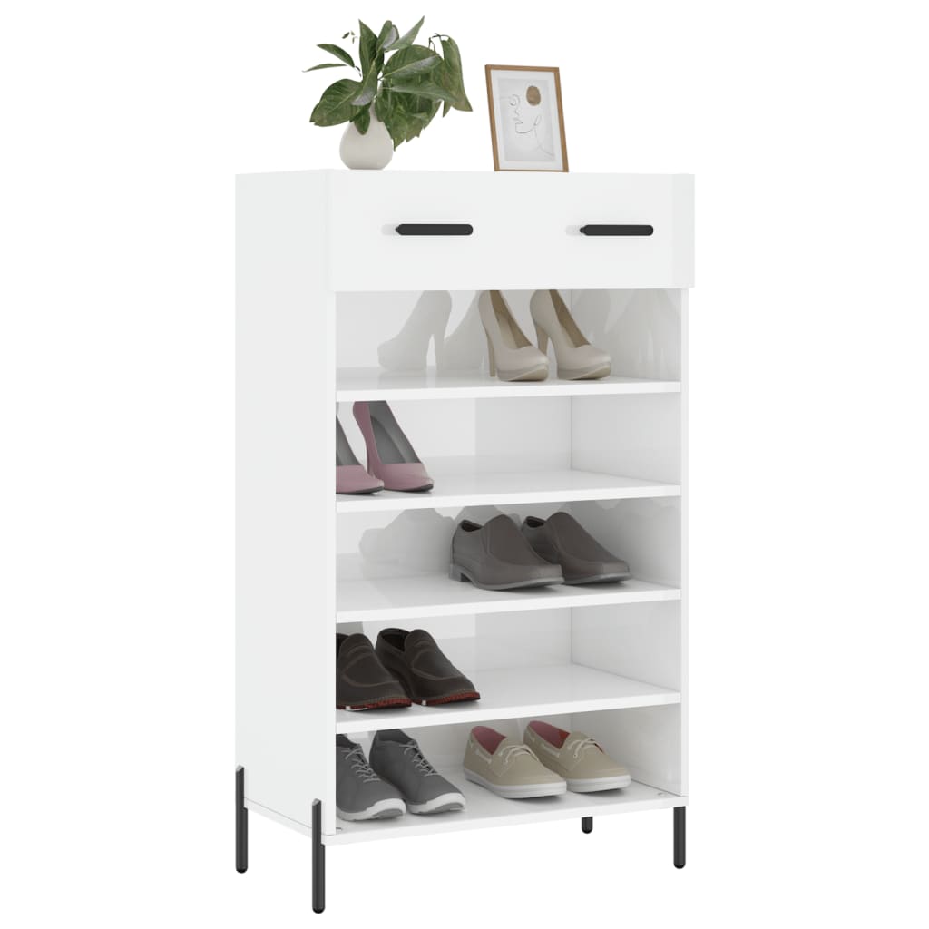 vidaXL Mueble zapatero madera contrachapada blanco brillo 60x35x105 cm