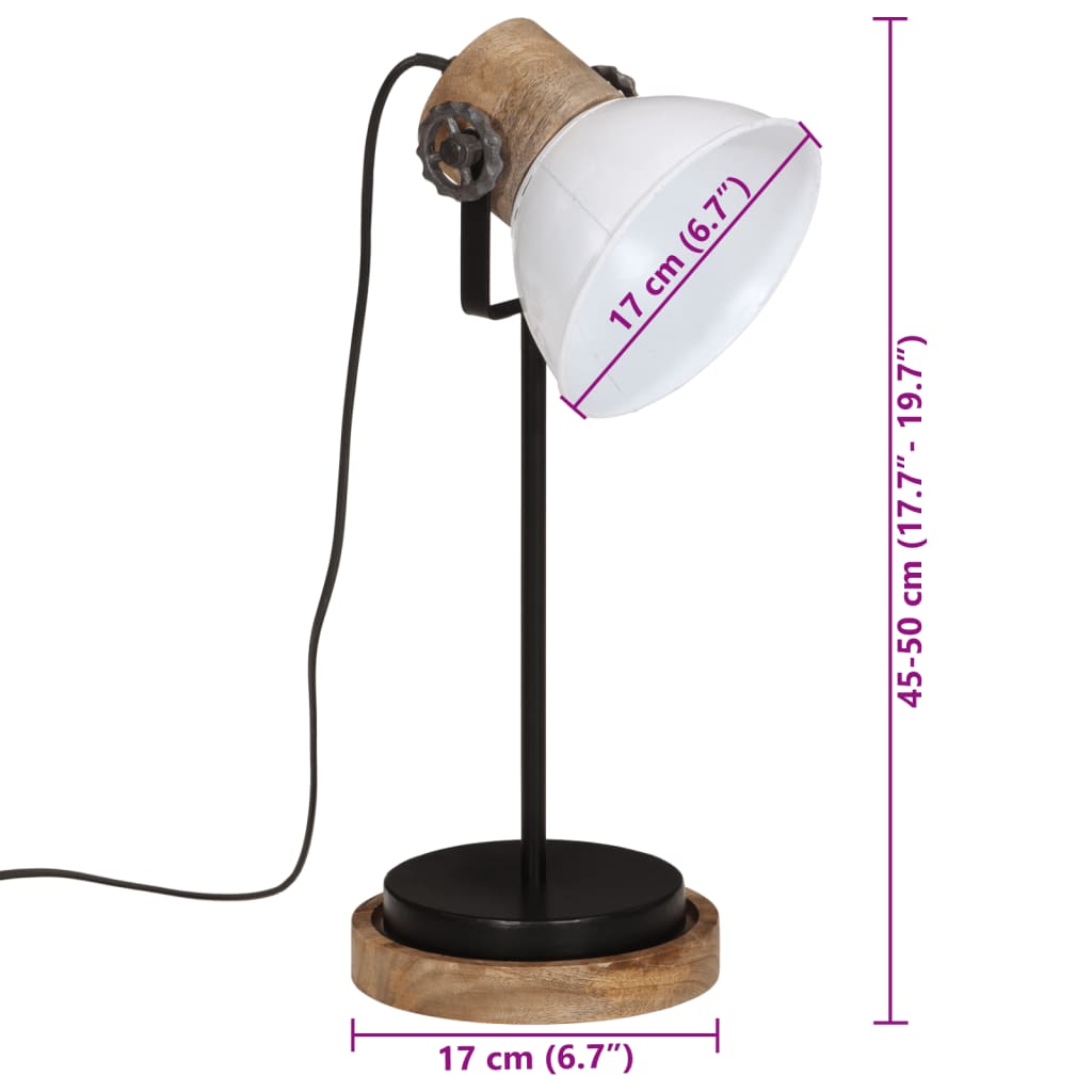 vidaXL Lámpara de escritorio blanca 25 W E27 17x17x50 cm