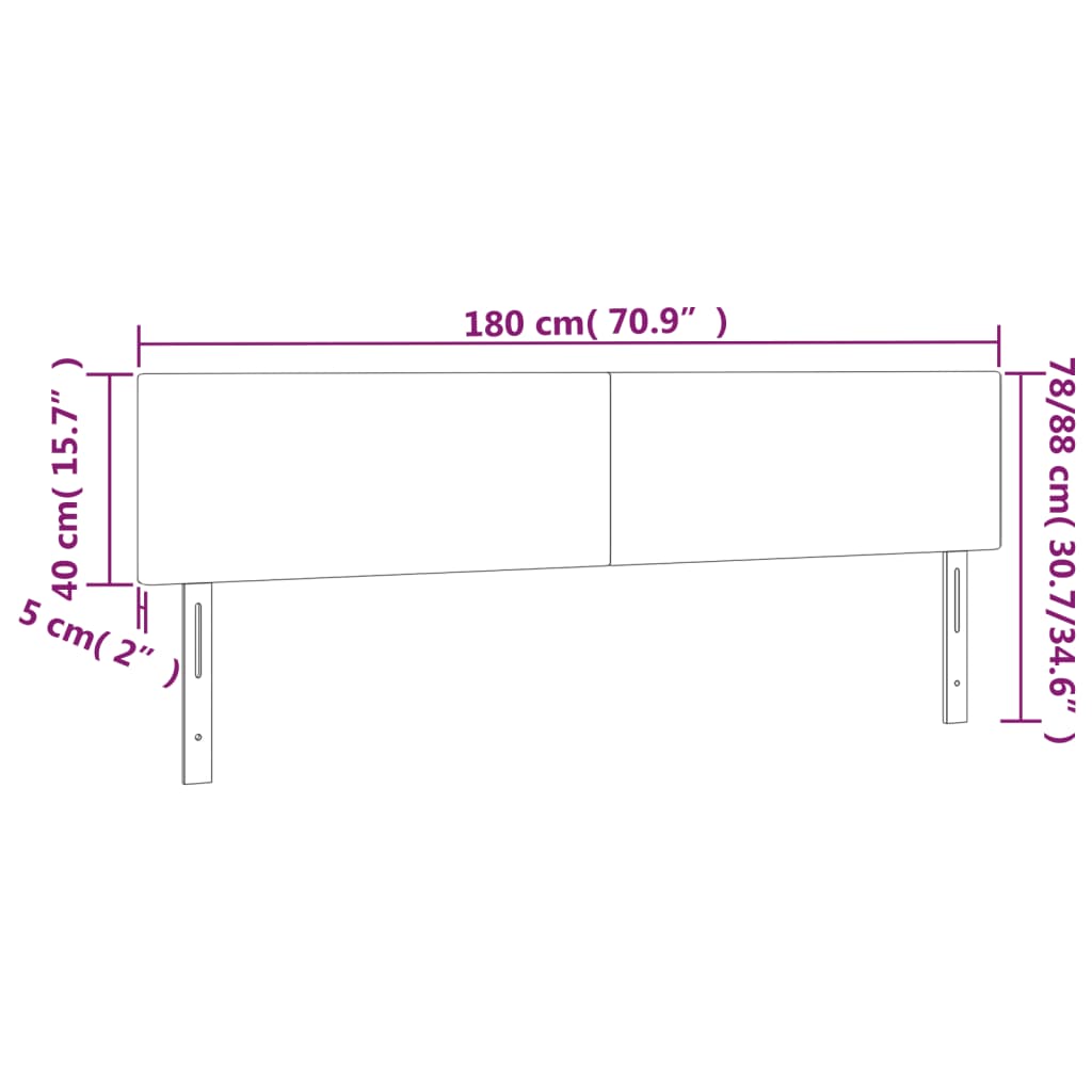 vidaXL Cabecero con LED de terciopelo azul oscuro 180x5x78/88 cm