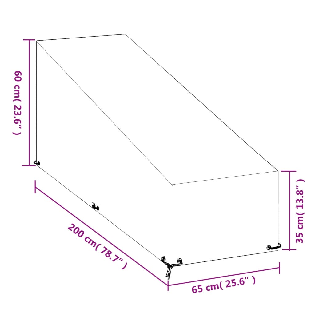 vidaXL Funda para tumbona 12 ojales polietileno 200x65x35/60 cm