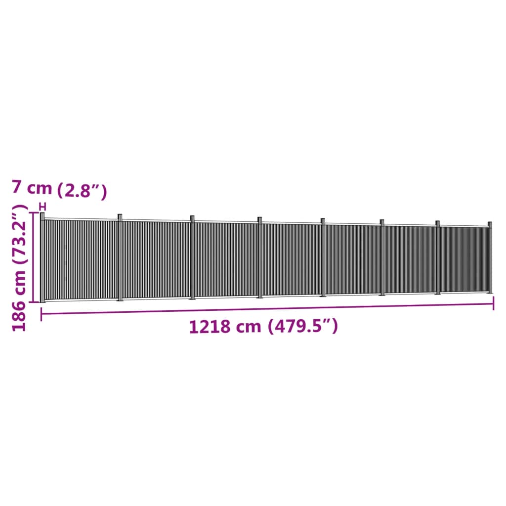 vidaXL Panel de valla WPC gris 1218x186 cm