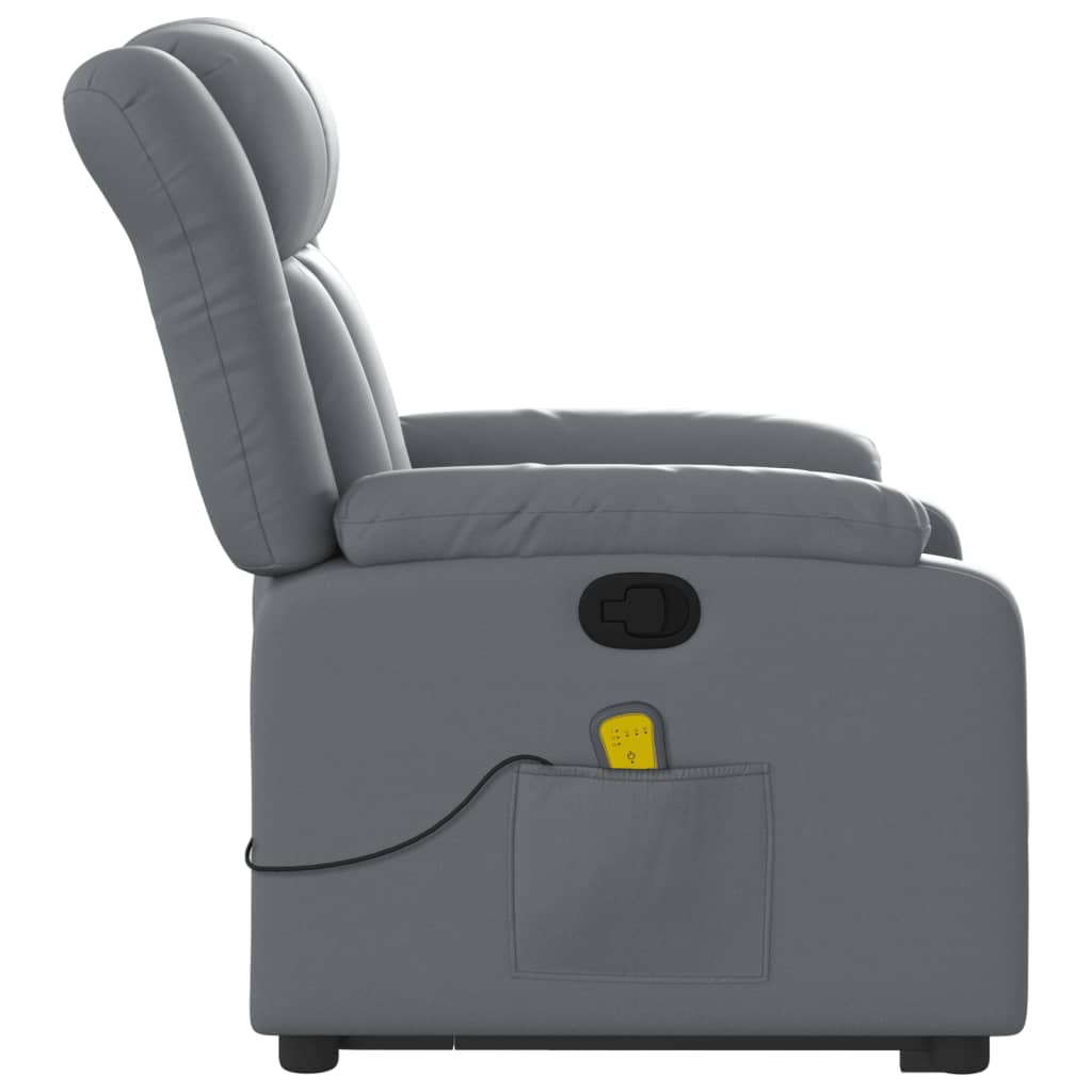 vidaXL Sillón reclinable de masaje de pie cuero artificial gris