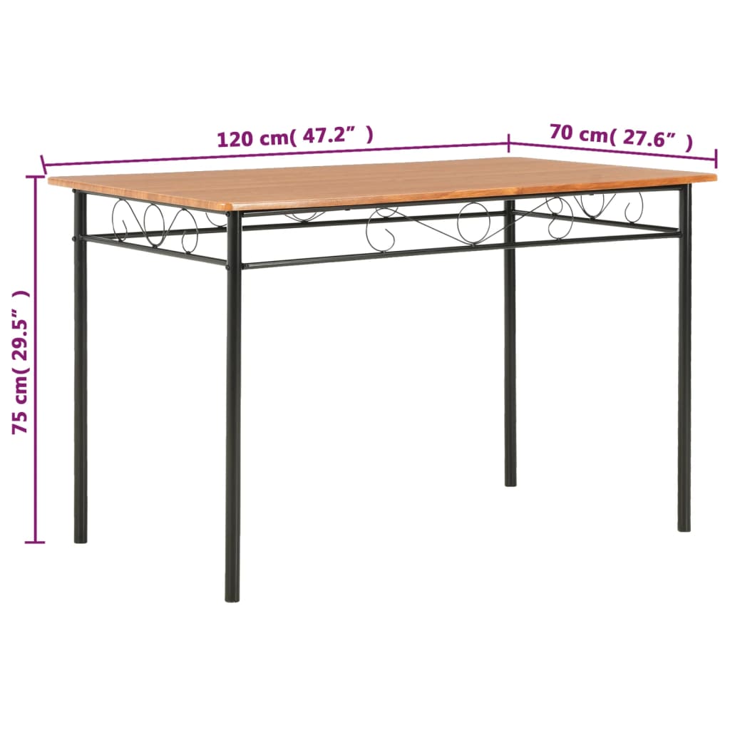 vidaXL Mesa de comedor de MDF marrón 120x70x75 cm