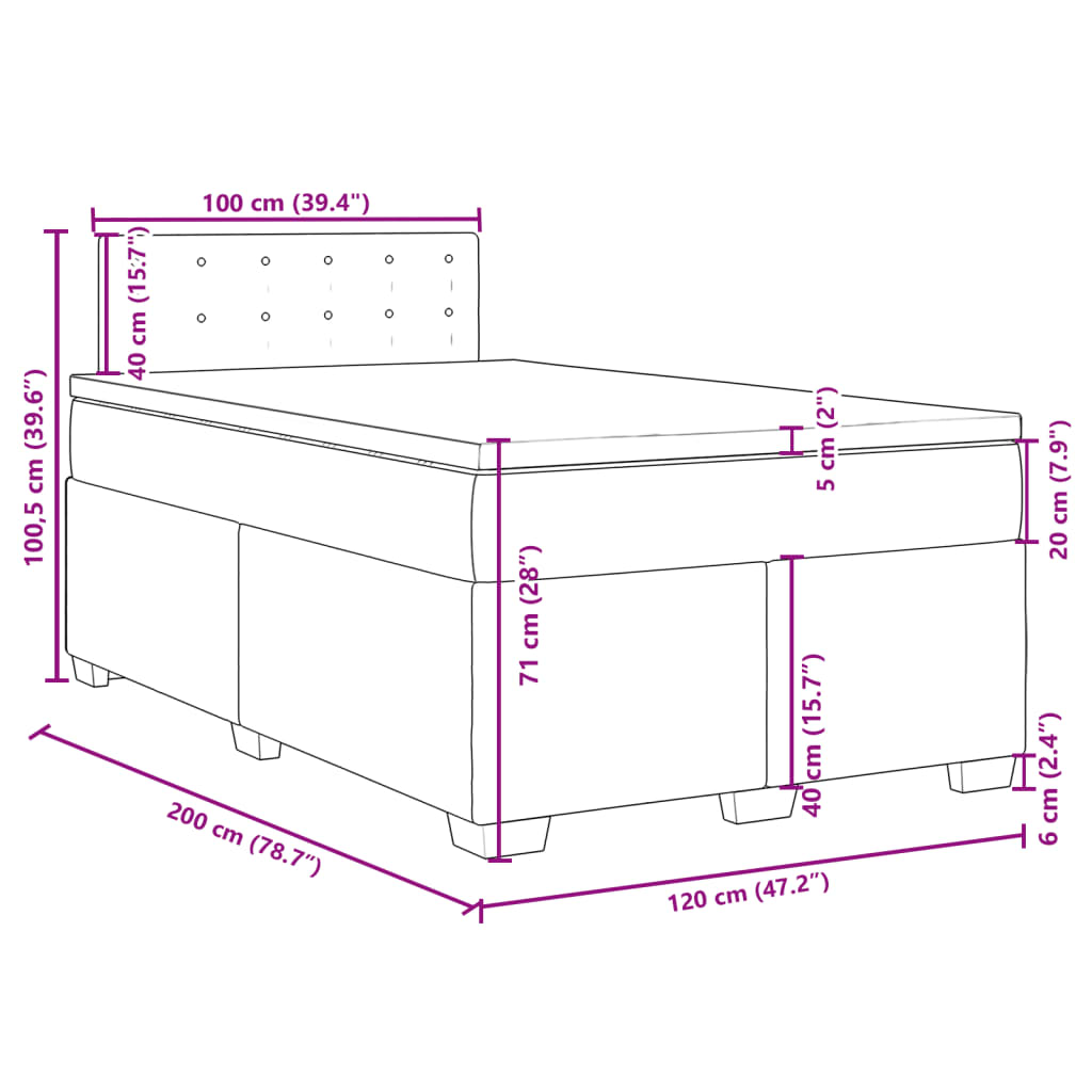 vidaXL Cama box spring con colchón cuero sintético capuchino 120x200cm