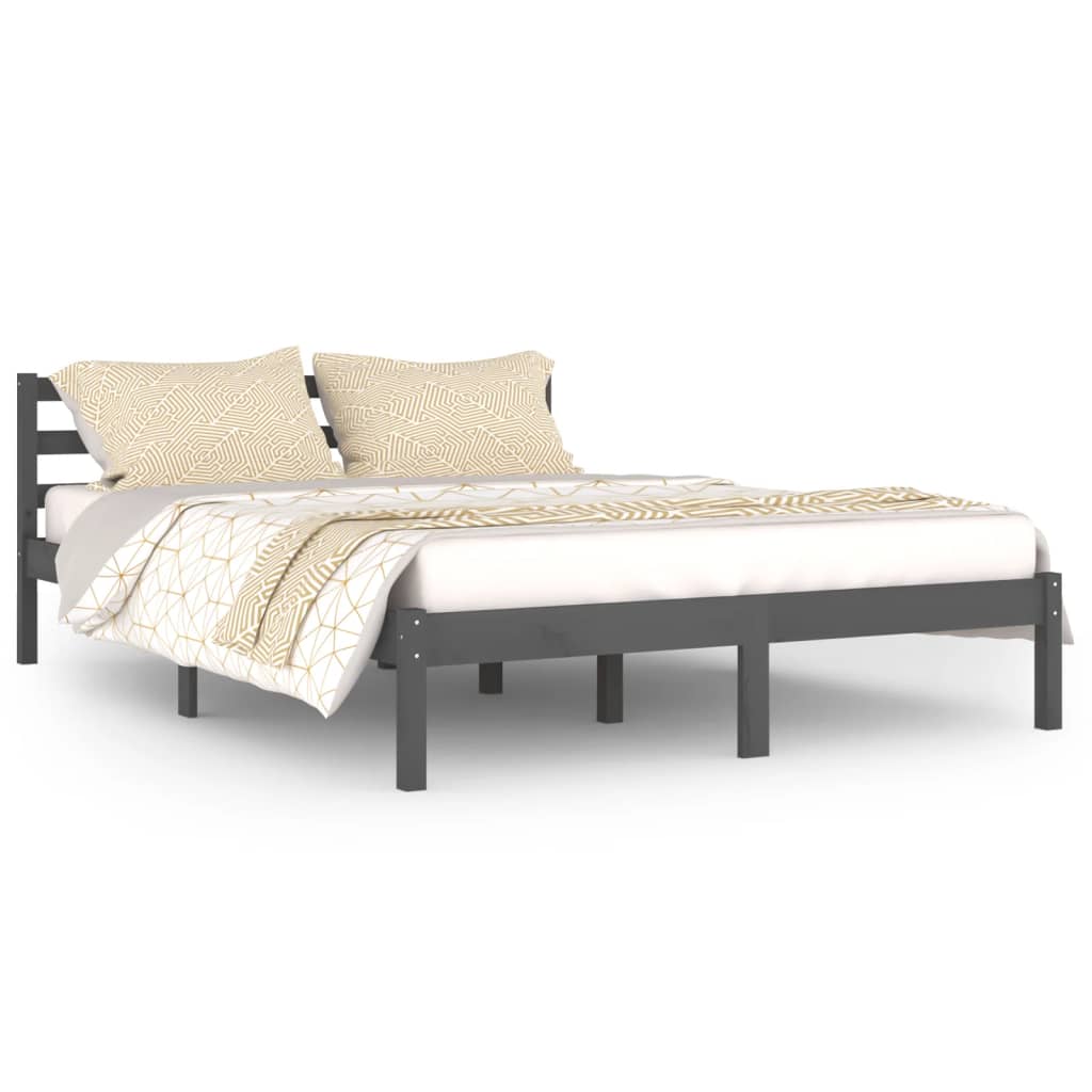 vidaXL Estructura de cama madera maciza de pino gris 140x200 cm