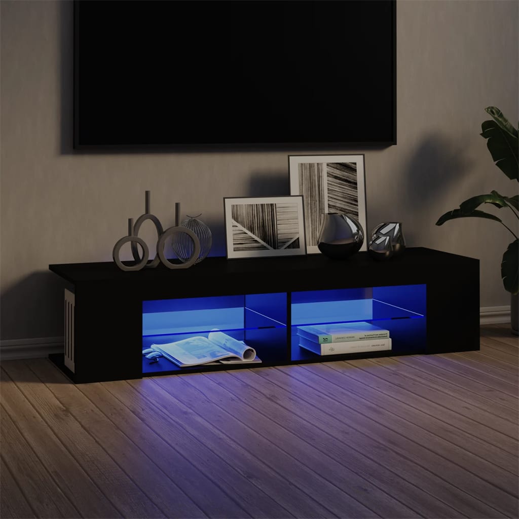 vidaXL Mueble de TV con luces LED negro 135x39x30 cm